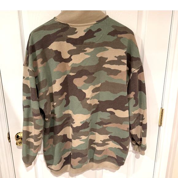 Aerie Camo Quarter Zip Pullover Sweatshirt Women’s S Green Beige Cozycore Y2k - Picture 3 of 6